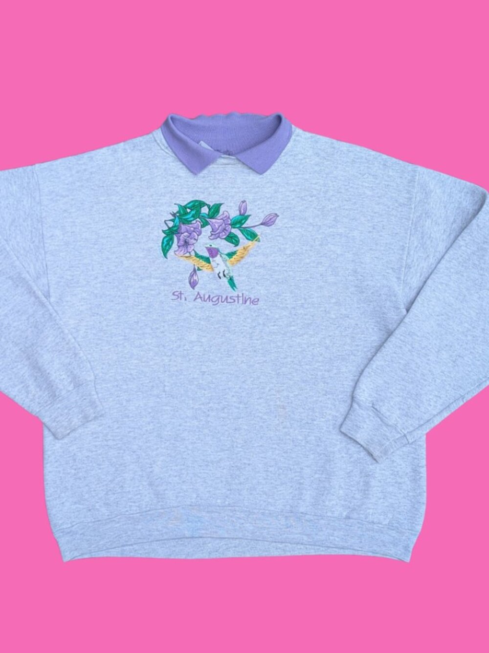Vintage 1990's St. Augustine Embroidered Gray Crewneck Size L